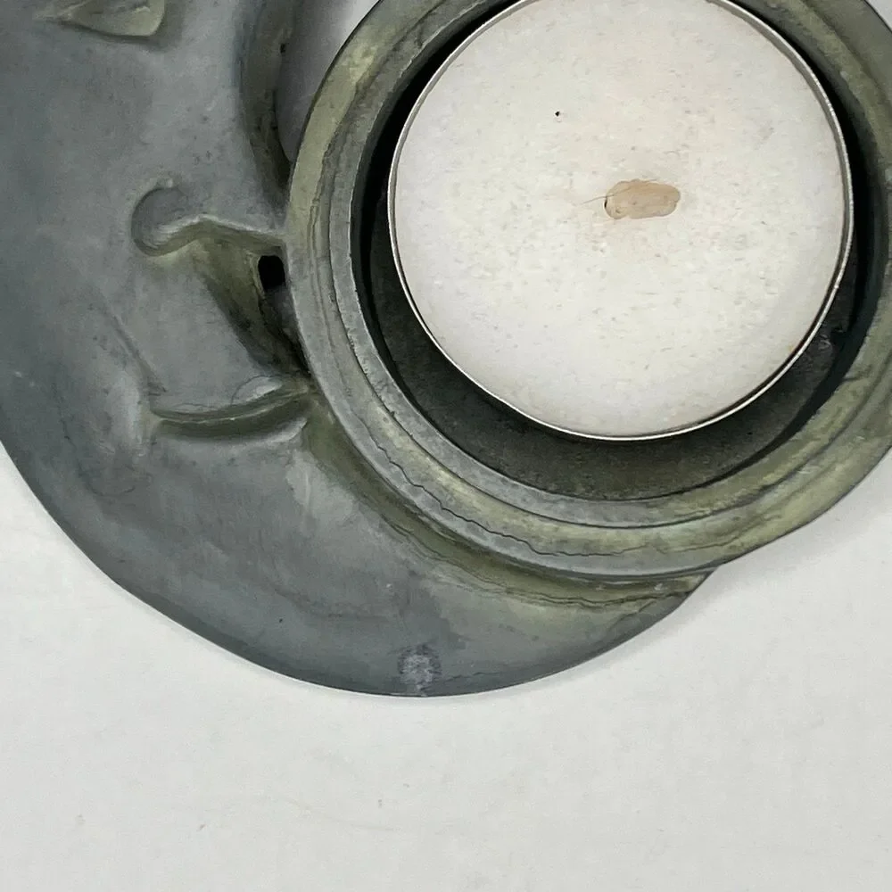 Pewter Celestial Moon Votive Tealight Candle Holder